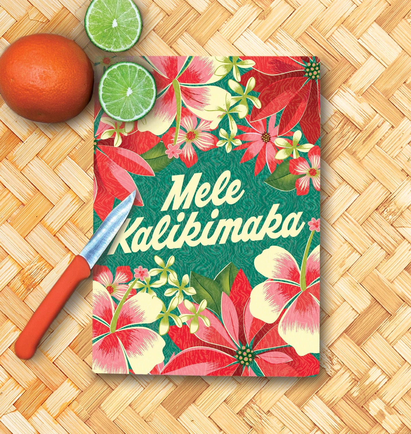 Jeff Granito's 'Floral Mele Kalikimaka' Glass Cutting Board - Rolling Pre-Order / Ready to Ship!