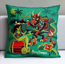Load image into Gallery viewer, Jeff Granito&#39;s &#39;Merry Krampus&#39; Pillow Cover - Ready to Ship! (FREE SHIPPING in U.S.)
