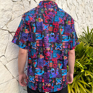'Tiki Monsters' Modern Fit with Flex Button-Up Shirt - Unisex