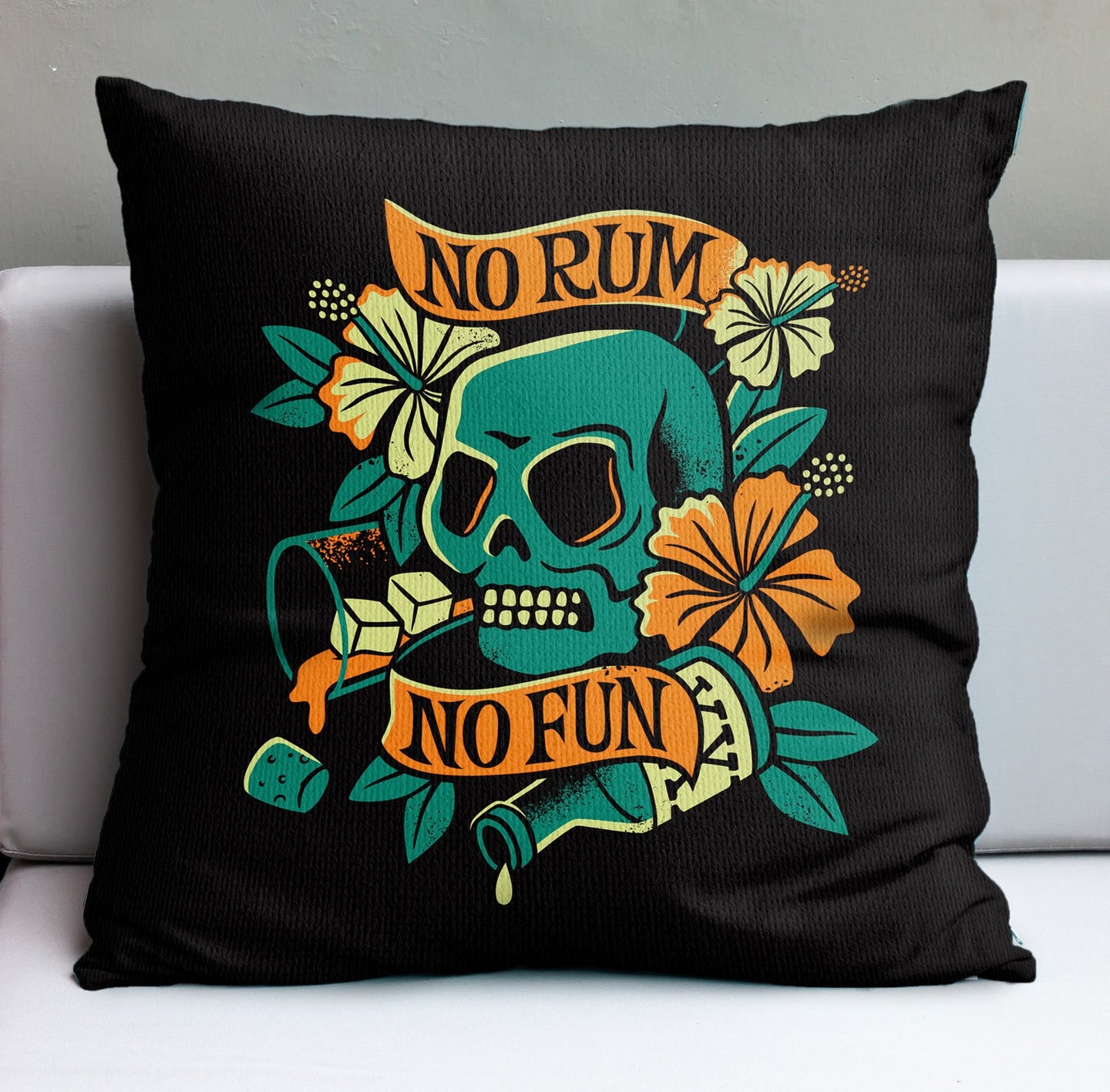 Jeff Granito's 'No Rum No Fun' Pillow Cover - Ready to Ship! (FREE SHIPPING in U.S.)