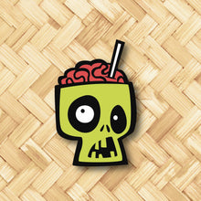 Load image into Gallery viewer, Jeff Granito&#39;s &#39;Sip for Brains - Green&#39; Enamel Pin - Ready to Ship!
