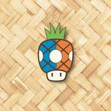Load image into Gallery viewer, Jeff Granito&#39;s &#39;Pineapple Power-Up - Blue&#39; Enamel Pin - Ready to Ship!
