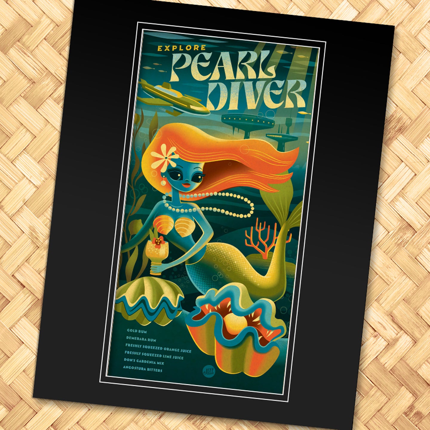Tiki Cocktail Menu Series: #3 Pearl Diver Print