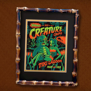 Personalized 'Creature Couple' 8X10 Matted Print and 11X14 Bamboo Frame Set - Limited Time Offer