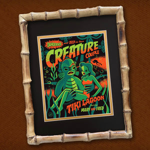 Personalized 'Creature Couple' 8X10 Matted Print and 11X14 Bamboo Frame Set - Limited Time Offer