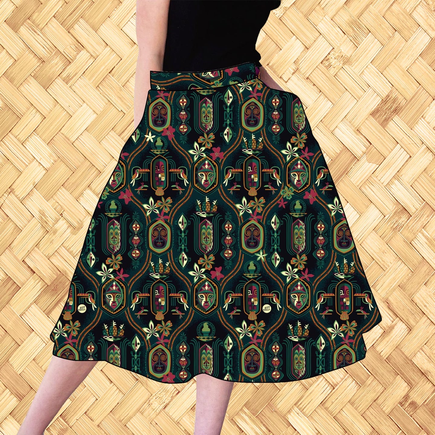 LAST CHANCE, 'Polynesian Paradise' Aloha Skirt with Pockets