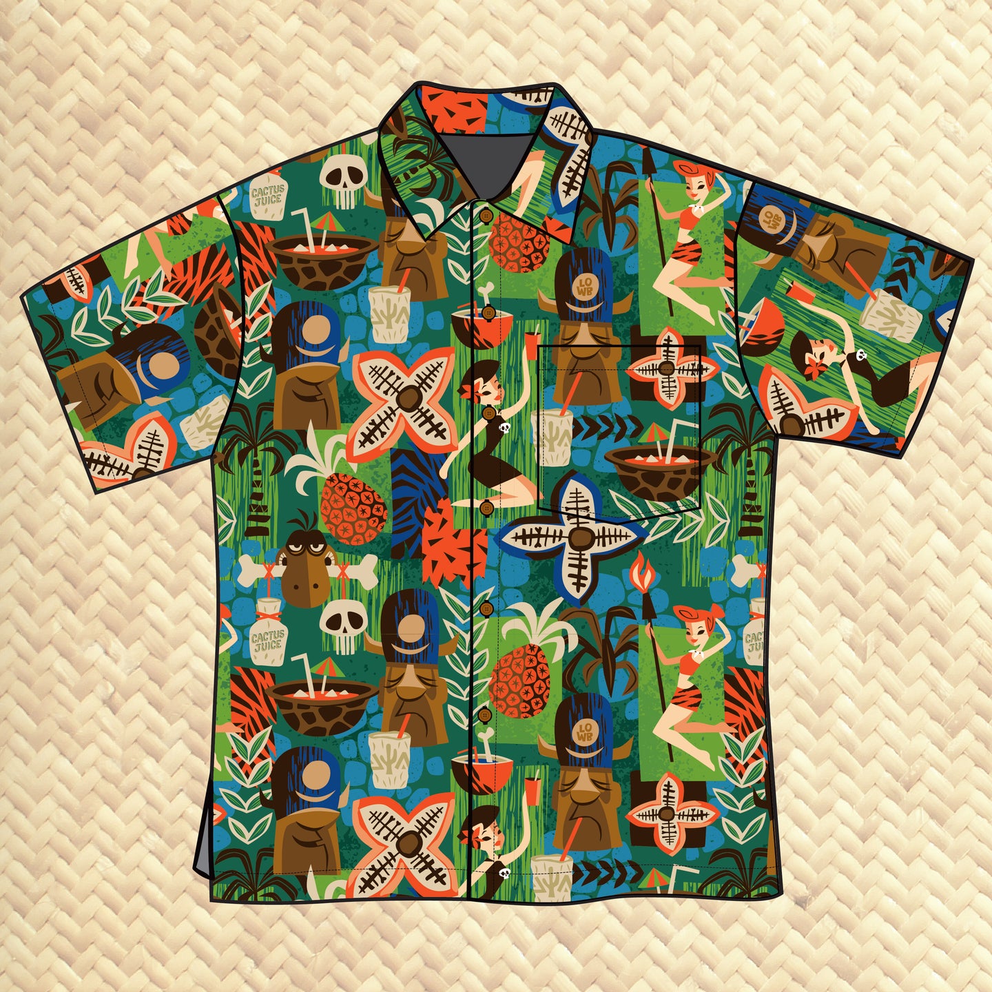 PRE ORDER, 'Loyal Order of Rum Rocktails' Classic Aloha Button Up-Shirt - Unisex