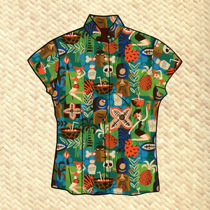 PRE ORDER, 'Loyal Order of the Rum Rocktails' Classic Aloha Button Up-Shirt - Womens