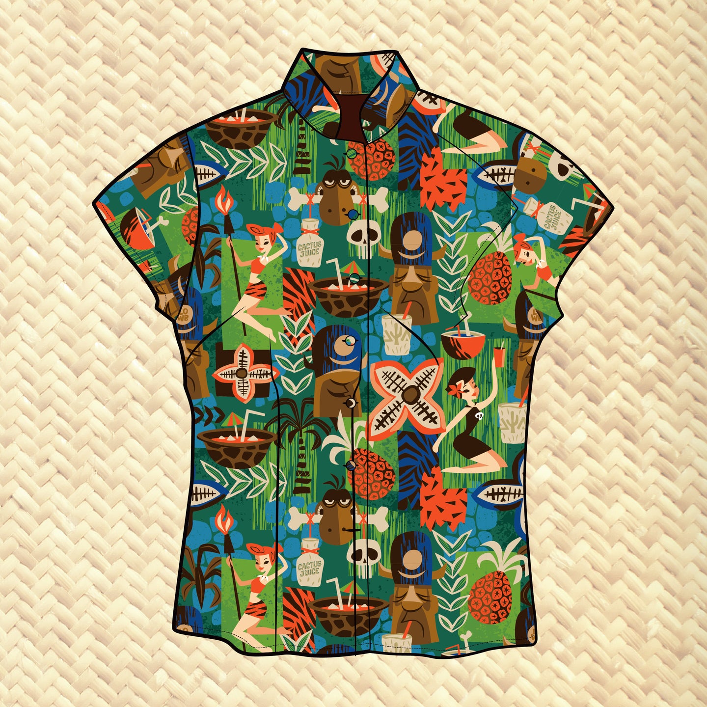 PRE ORDER, 'Loyal Order of the Rum Rocktails' Classic Aloha Button Up-Shirt - Womens