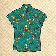 Jeff Granito's 'Rum Rum Reindeer' Classic Aloha Button-Up Shirt - Womens - Ready to Ship!