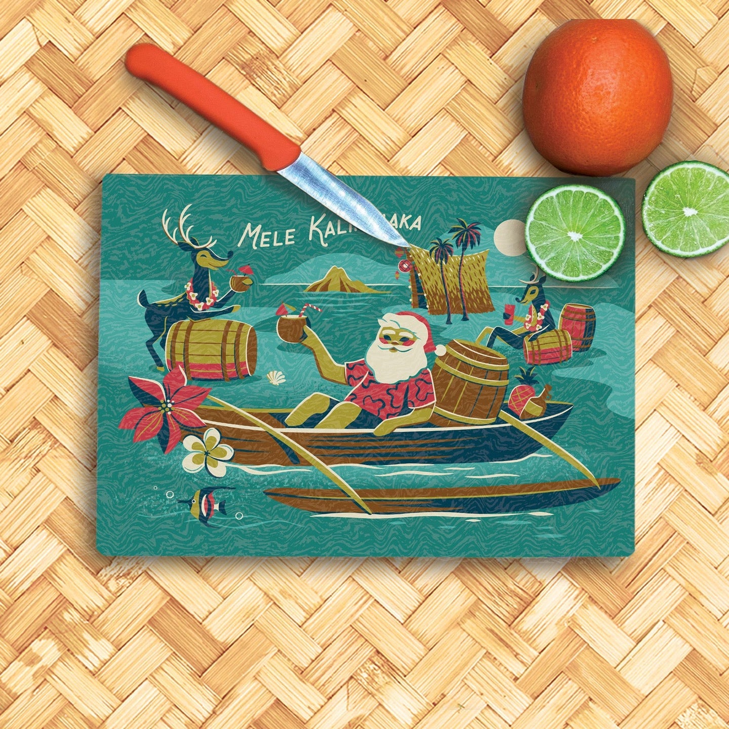 Jeff Granito's 'Rum Rum Reindeer' Glass Cutting Board - Rolling Pre-Order / Ready to Ship!