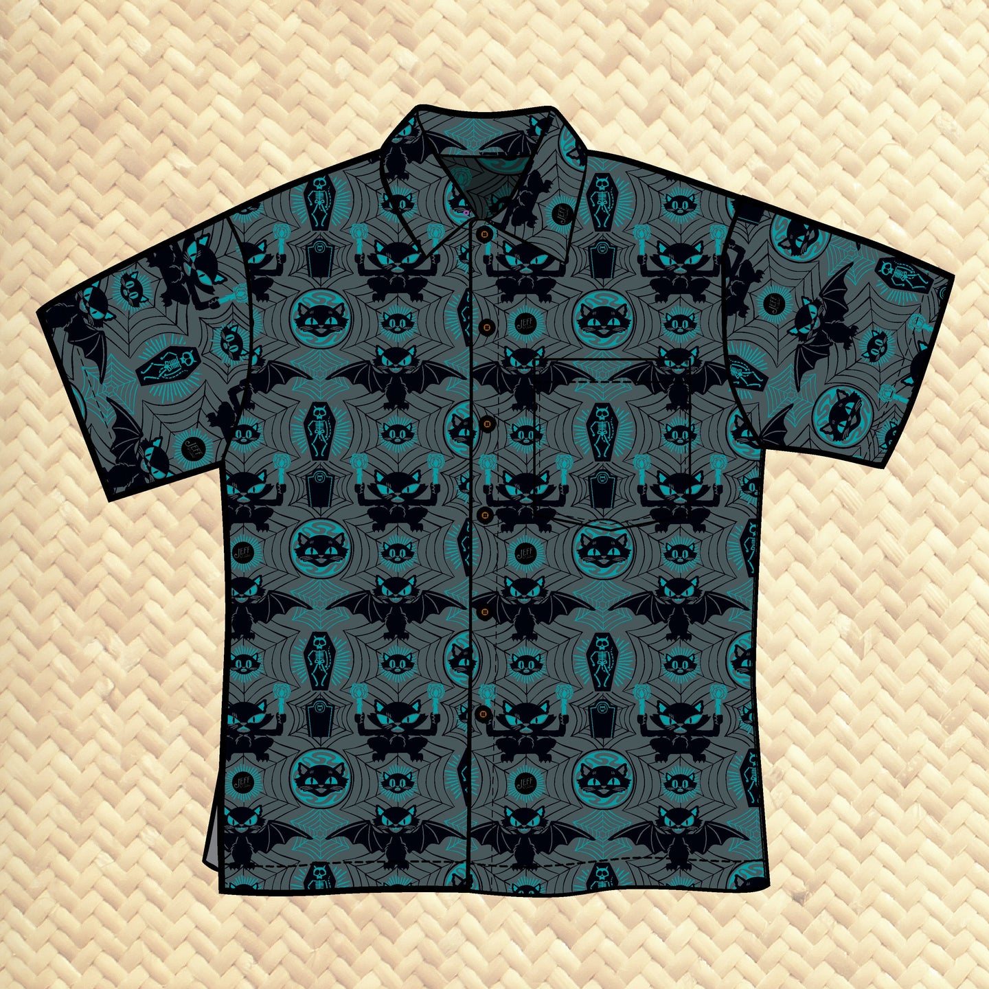 Jeff Granito's 'Scaredy Cat' Classic Aloha Button-Up Shirt - Unisex - Ready to Ship