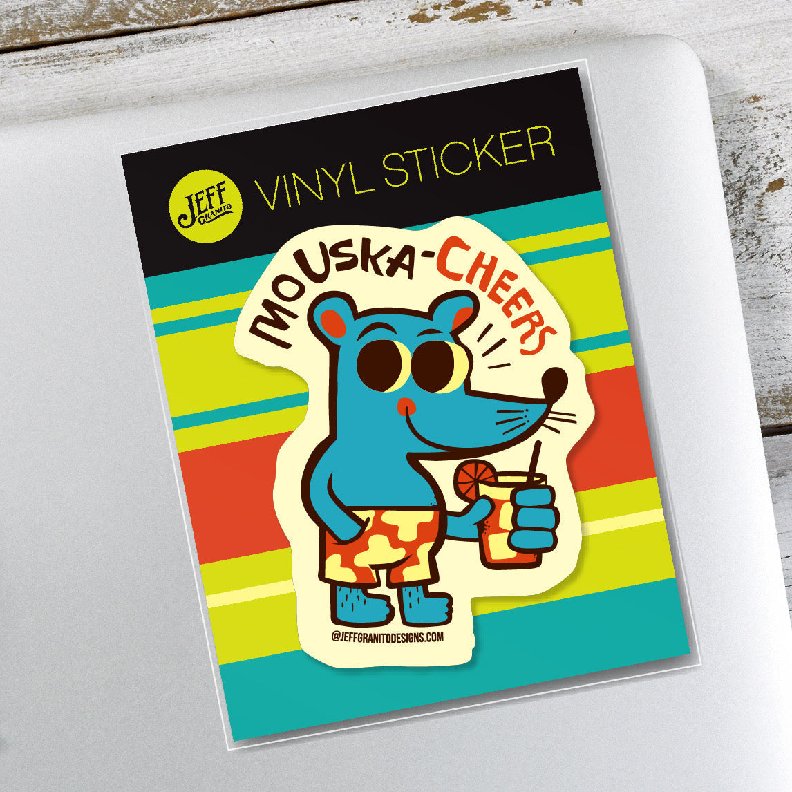 Jeff Granito's 'Mouska-Cheers' Vinyl Sticker - Ready to Ship!