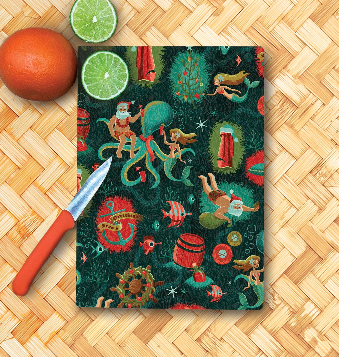Jeff Granito's 'Seas & Greetings' Glass Cutting Board - Rolling Pre-Order / Ready to Ship!