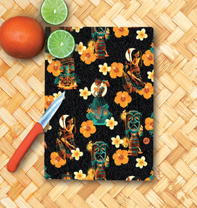Jeff Granito's 'Tiki Portraits Pattern' Glass Cutting Board - Rolling Pre-Order / Ready to Ship!