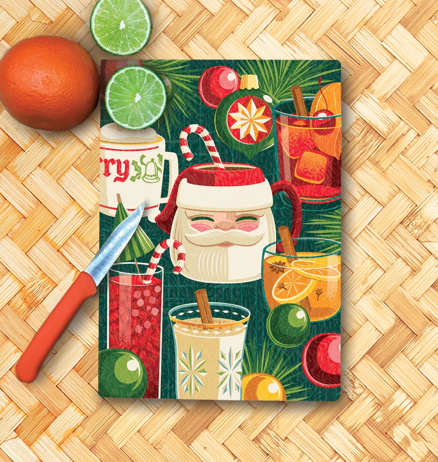 Jeff Granito's 'Warm Holiday Cheers' Glass Cutting Board - Rolling Pre-Order / Ready to Ship!