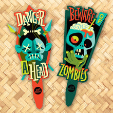 Load image into Gallery viewer, Jeff Granito&#39;s &#39;Wacky Warnings&#39; Metal Yard Stakes Set of TWO (2) - Limited Time Pre-Order
