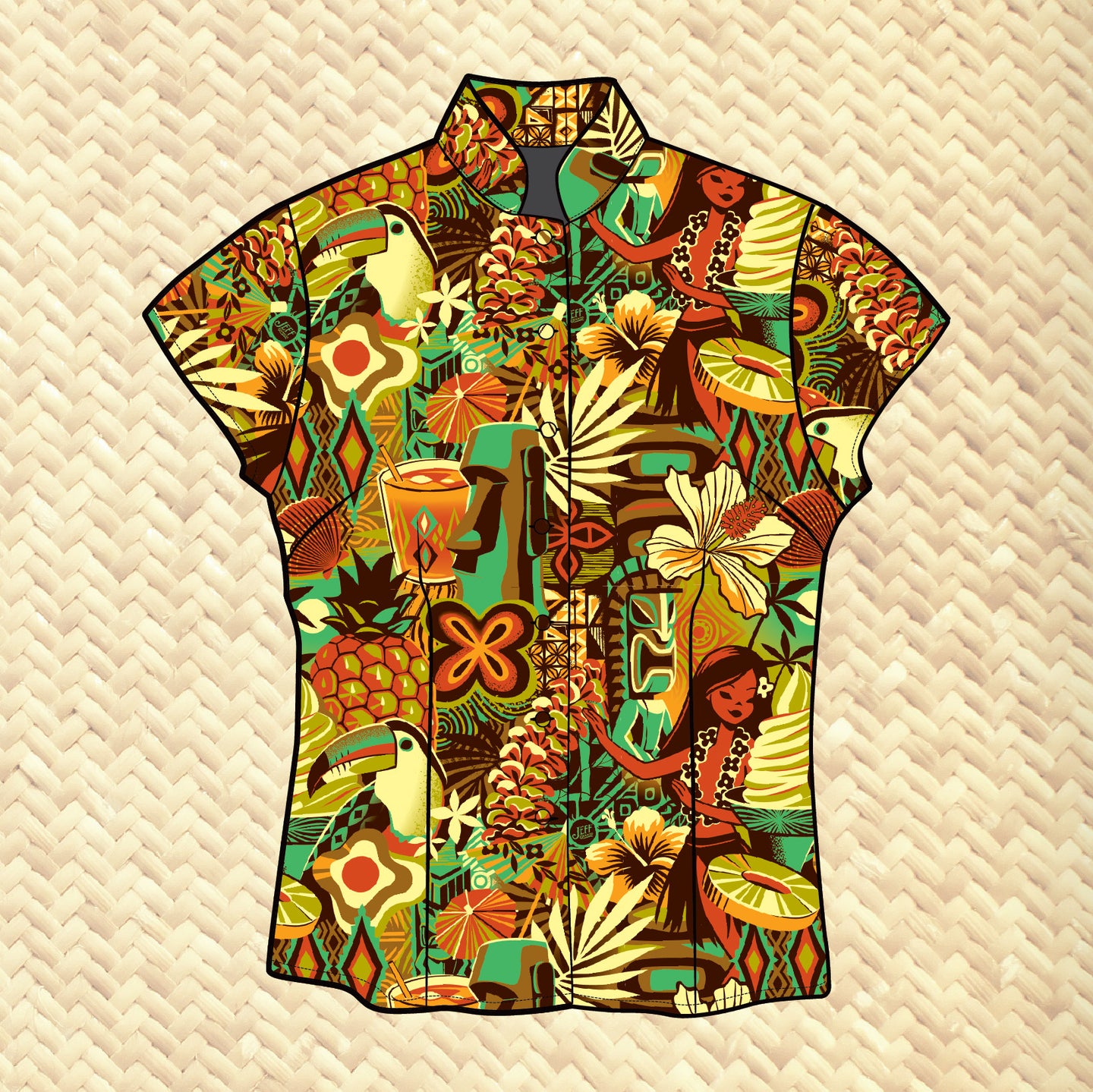 PRE ORDER, 'Island Memories' Classic Aloha Button Up-Shirt - Womens