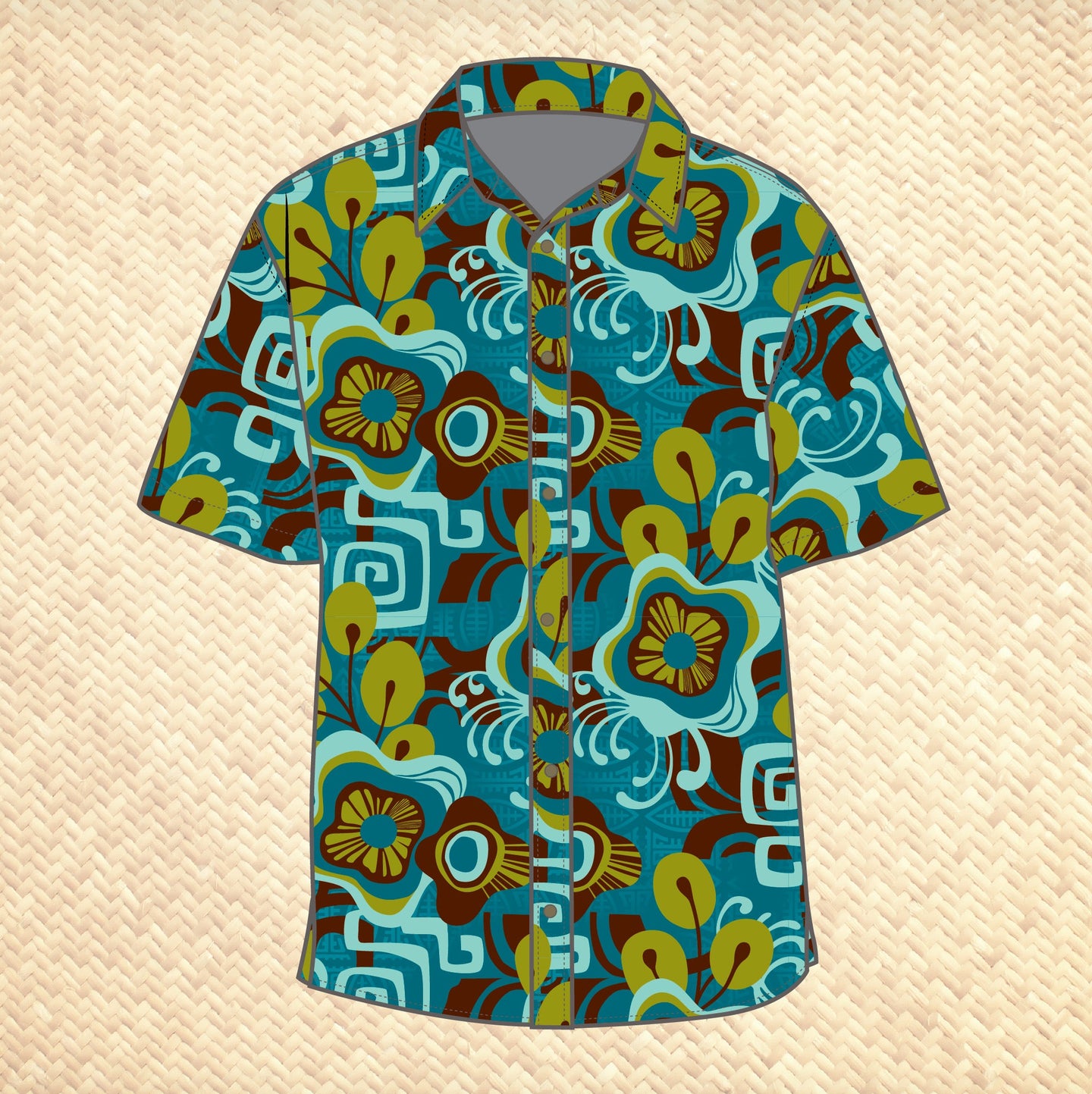 Jeff Granito's 'Mala Waikiki' Modern Fit with Flex Button-Up Shirt - Unisex - Ready to Ship!