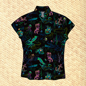 PRE ORDER, 'Dwellers of the Deep' Classic Aloha Button Up-Shirt - Womens