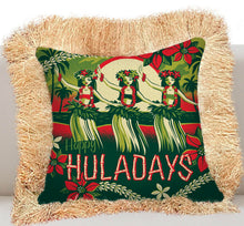 Load image into Gallery viewer, Jeff Granito's 'Happy Huladays' Pillow Cover with Fringe - Ready to Ship!
