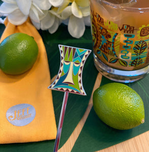 Jungle JuJu Warning Metal Enamel Swizzle Stick - Ready to Ship!