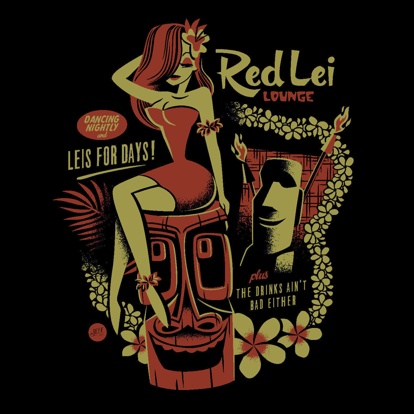 Jeff Granito's 'Red Lei Lounge' Unisex Tee - Ready to Ship!