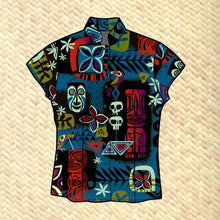 Load image into Gallery viewer, LAST CHANCE, Blue Tiki Safari Womens Aloha Shirt
