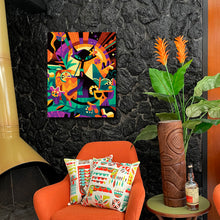 Load image into Gallery viewer, Black Tiki Cat Autographed Canvas Giclee
