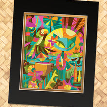 Load image into Gallery viewer, Blue Tiki Cat Print
