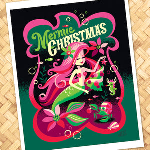 Emerald Mermie Christmas Print