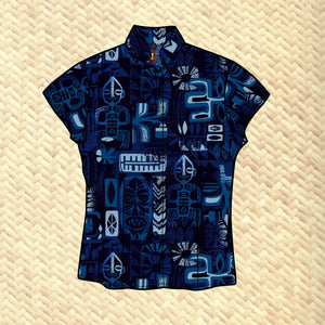 LAST CHANCE, TikiLand Trading Co. X Jeff Granito 'Kihei Shores' Womens Aloha Shirt