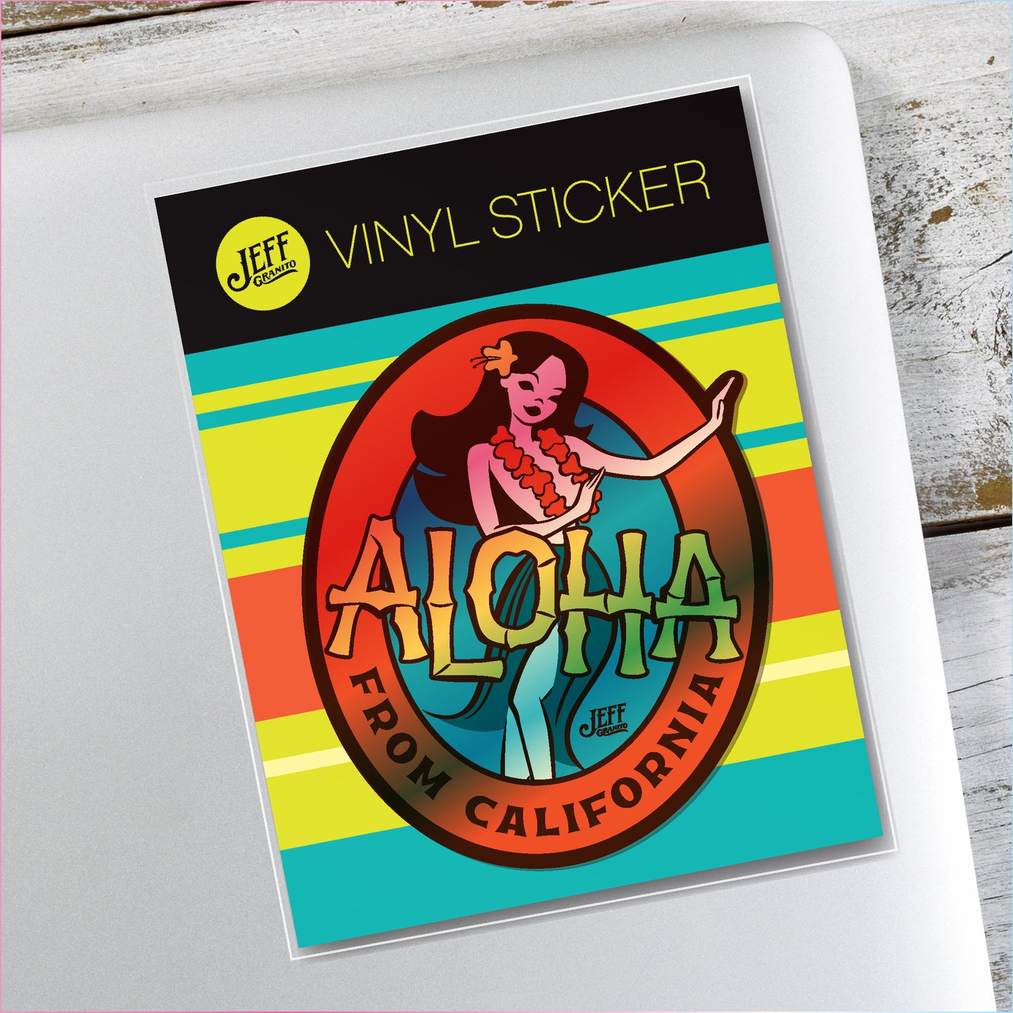 Aloha from California Holographic Vinyl Sticker