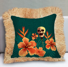 Load image into Gallery viewer, Head Salesman of the West, Double Sided Pillow Cover with Grass Skirt Fringe
