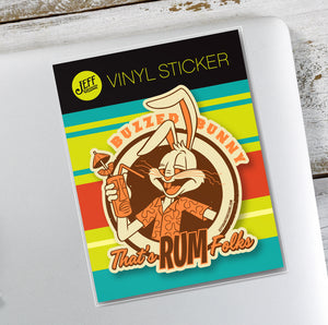 Buzzed Bunny Vinyl Sticker