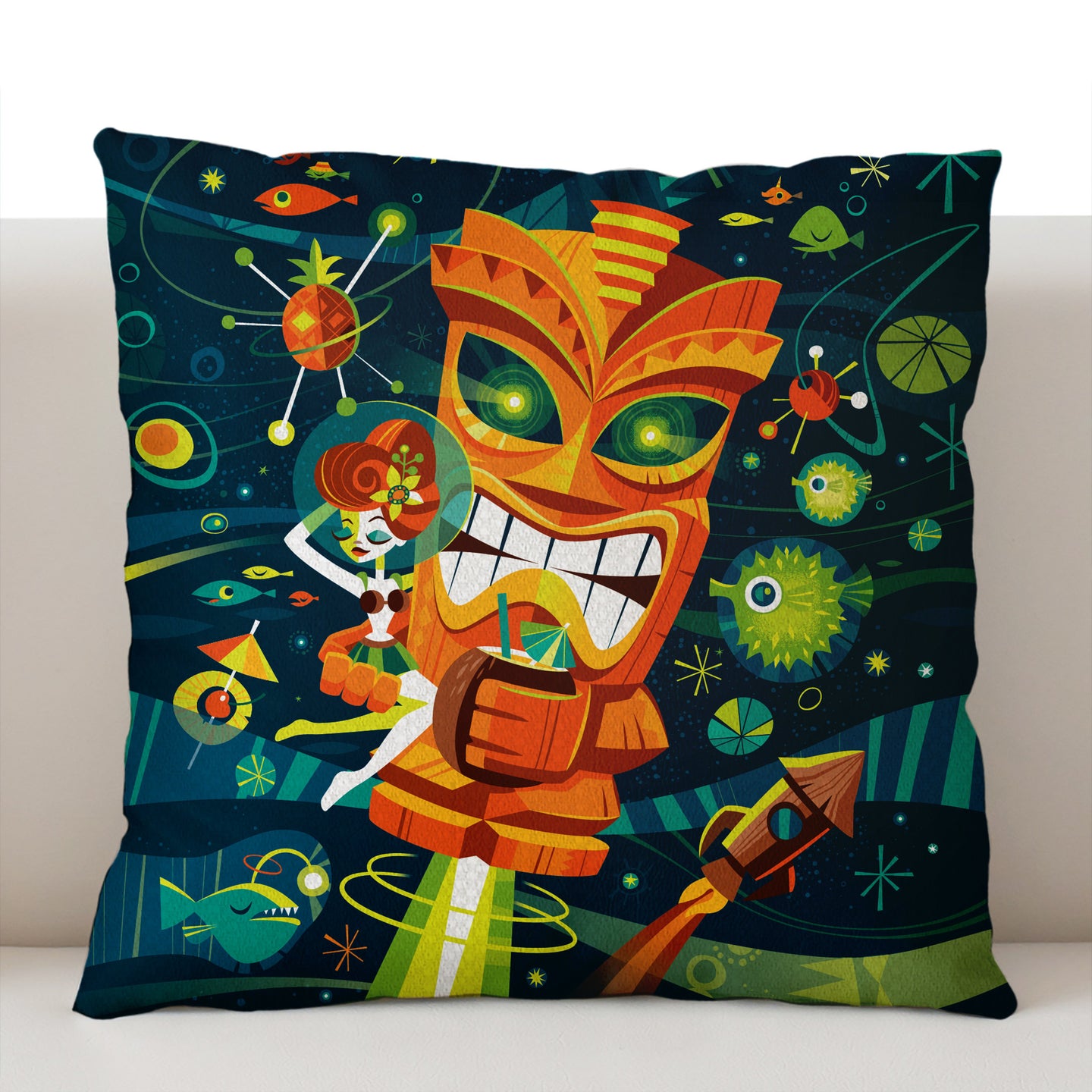 Tiki Planet Pillow Cover