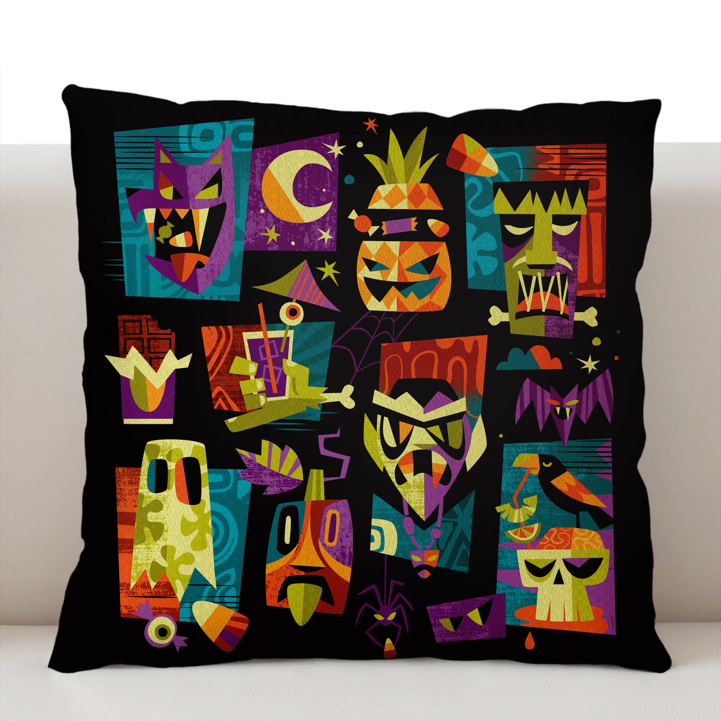 Trick or Tiki Teal Pillow Cover
