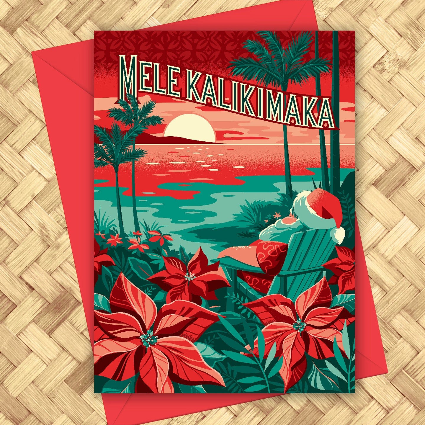 Mele Kalikimaka Sunset Greeting Card 5 x 7