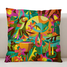 Load image into Gallery viewer, Blue Tiki Cat Pillow Cover
