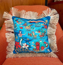 Load image into Gallery viewer, Wish You Were Here, Double Sided Pillow Cover with Grass Skirt Fringe
