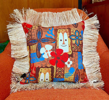 Load image into Gallery viewer, Tiki Bob Under the Sea, Double Sided Pillow Cover with Grass Skirt Fringe
