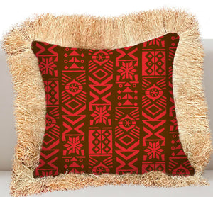 Moai Christmas Double Sided Pillow Cover with Grass Skirt Fringe