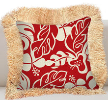 Load image into Gallery viewer, Starlit Floral Double Sided Pillow Cover with Grass Skirt Fringe
